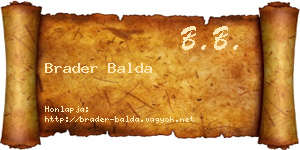 Brader Balda névjegykártya